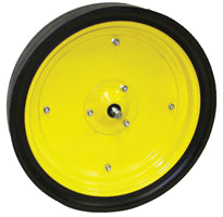 4-1/2 INCH X 16 INCH PLANTER WHEEL WHITE - YELLOW STEEL WHEELS  STEM BEARING WITH GROOVE