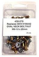 25 PC OVAL SHOULDER BOLT / NUT KIT M6x20mm - REPLACES JD BOLT