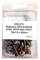 25 PC OVAL SHOULDER BOLT / NUT KIT M6x25mm - REPLACES JD BOLT