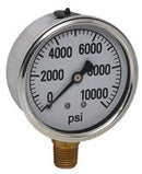 10,000 PSI LIQUID FILLED / STAINLESS GAUGE - 2-1/2" DIAMETER