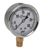 30 PSI LIQUID FILLED STAINLESS STEEL GAUGE 2-1/2" DIAMETER