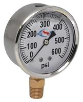 600 PSI LIQUID FILLED  / STAINLESS GAUGE - 2-1/2" DIAMETER