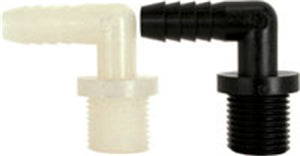 3/8 INCH X 1/4 INCH MNPT X HOSE BARB  POLY ELBOW - 90