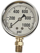 1000 PSI LIQUID FILLED  / STAINLESS GAUGE - 2-1/2" DIAMETER