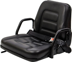 UNIVERSAL FOLDING SEAT -  FOR FORK LIFTS & INDUSTRIAL EQUIPMENT - BLACK VINYL