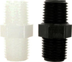 NIPPLE, NYLON, 1-1/4" MALE PIPE THREAD X 1-1/4" MALE PIPE THREAD