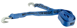 2" X 15' TOW STRAP WITH HOOKS - 8,500 Lb. CAPACITY