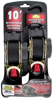 2 PACK - 1" X 10'  RETRACTABLE RATCHET STRAPS - BLACK WEBBING - 1200 Lb CAPACITY