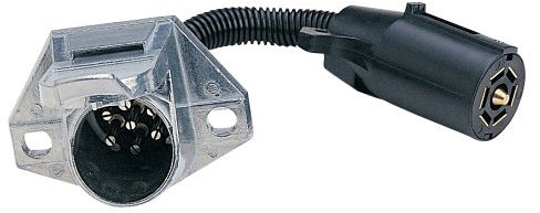 TRAILER WIRING PLUG ADAPTER, 7 BLADE RV TO 7 PIN ROUND IMPLEMENT. - Quality Farm Supply