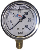 30 PSI LIQUID FILLED  / STAINLESS GAUGE - 2-1/2" DIAMETER - Quality Farm Supply
